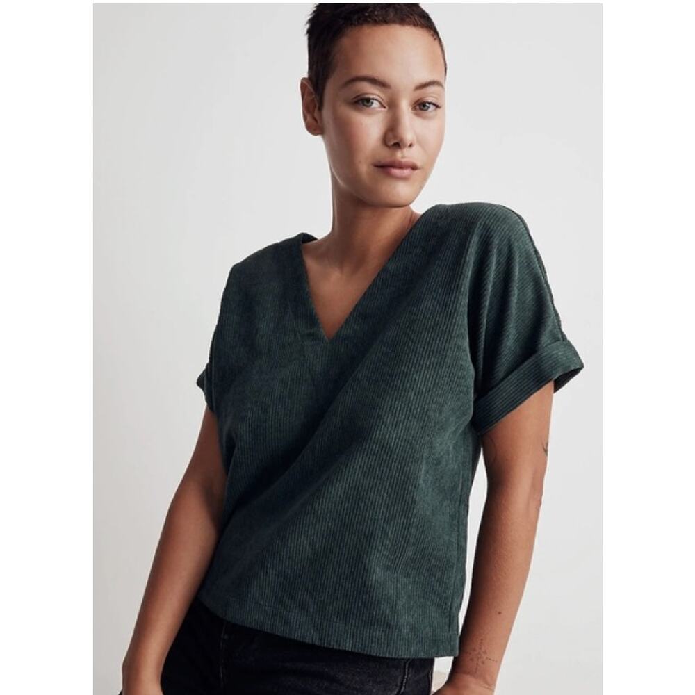 Madewell Green V-Neck Blouse